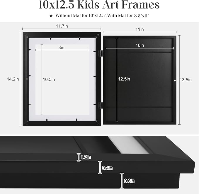 Kids Art Frames, 10x12.5 Front Opening Kids Artwork Frames Changeable, Displays - Image 3