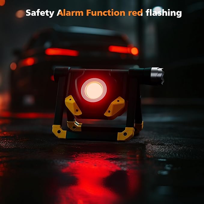 Samyoung 2 Pack Magnetic 2500 LM Rechargeable Work Light, 10 Hours Long Lasting 360° Rotating LED Work Light Folding Waterproof for Job Site Car Inspection Camping Emergency