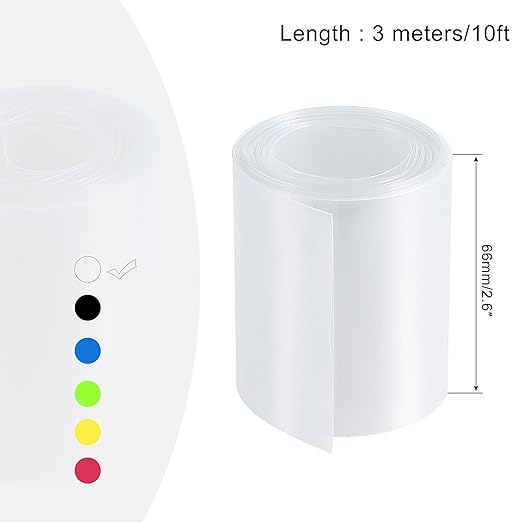 MECCANIXITY Battery Wrap PVC Heat Shrink Tubing 42mm Dia 66mm Flat 10 Feet(3meters) Clear Good Insulation for Battery Pack