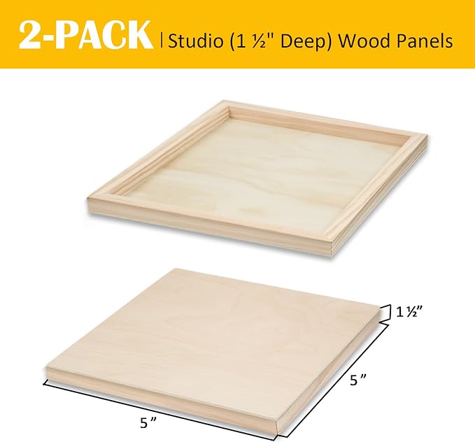 Falling in Art 2 Pack 5x5'' Unfinished Gallery Birch Wood Canvas Panels | 1 - Image 2