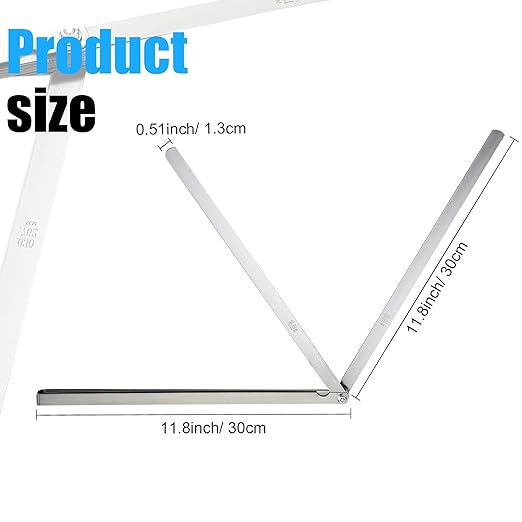 Hotop 25 Blades Steel Feeler Gauge Tapered Feeler Gauge Set Stainless Steel Dual Marked Metric and Imperial Measuring Tool for Measuring Gap Thickness or Width (0.038-1.02 Mm)