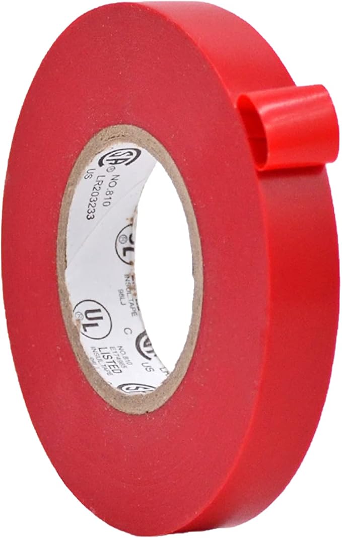 WOD ETC766 Professional Grade General Purpose Red Electrical Tape UL/CSA Listed core. Vinyl Rubber Adhesive Electrical Tape: 1/2 inch X 66 ft - Use at No More Than 600V & 176F (Pack of 1)
