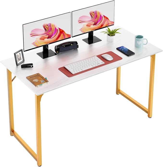 PayLessHere | 47 Inch Computer Desk | White Gold | Office Desk by PayLessHere