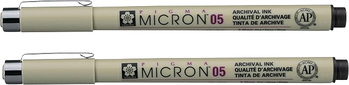 SAKURA PIGMA MICRON 05 FINELINER PEN, 0.45MM LINE WIDTH by SAKURAOFAMERICA