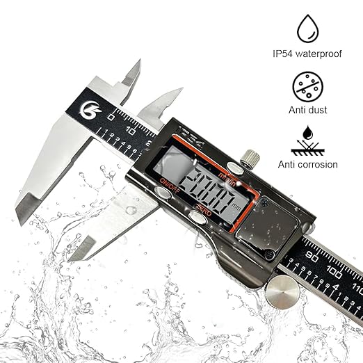 Digital Caliper, 12 Inch/300mm Vernier Caliper Measuring Tool with Stainless Steel, IP54 Splash Proof, Electronic Micrometer LCD Screen Auto-Off, Inch/Millimeter Conversion for 3D Printing