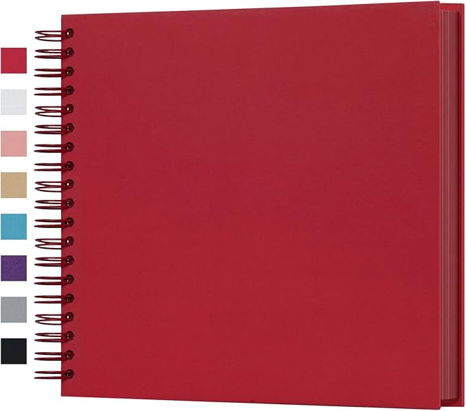 potricher 10 x 10 Inch DIY Scrapbook Photo Album 80 Pages Thick Kraft Blank Red by potricher