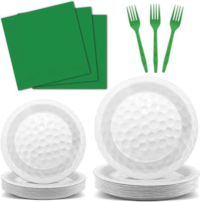Qyeahkj 100 Pcs Golf Party Supplies Plates and Napkins Set Golf Birthday by Qyeahkj