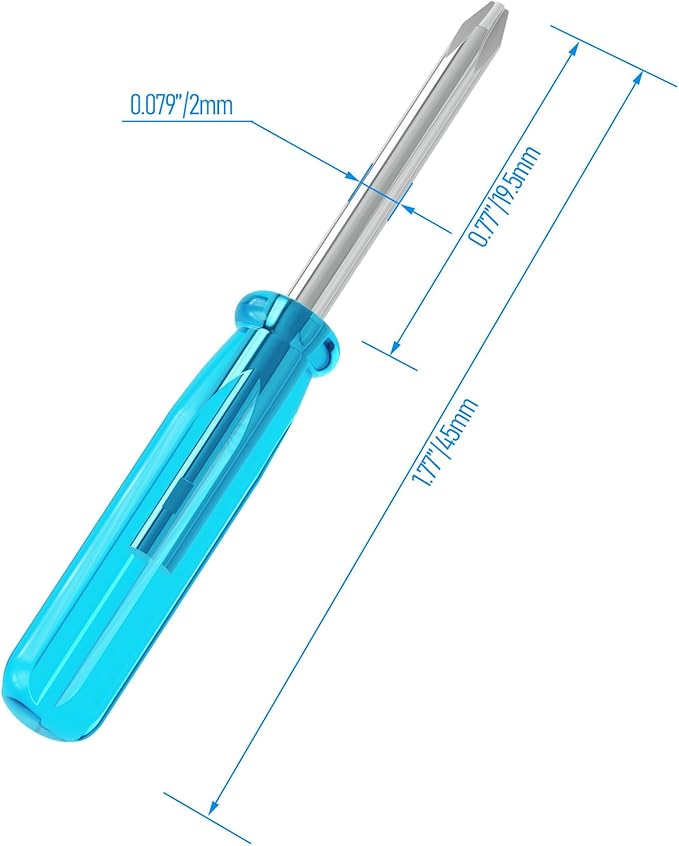 5PCS Mini Phillips Screwdriver, 2mm Cross Head with Blue Non-slip Handle for Small Appliances, 1.77"(45mm) Total Length, Non-magnetic