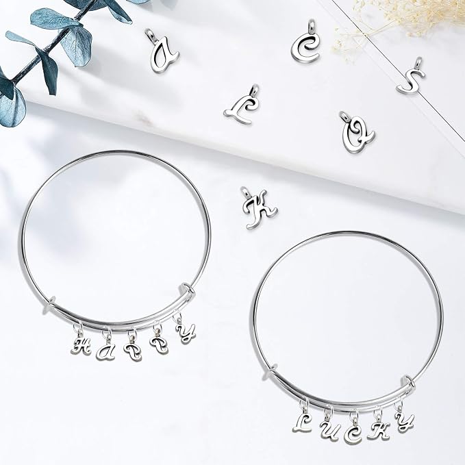 SANNIX 156Pcs/6 Sets ABC Letter Charms Mini A-Z Alphabet Bracelet Necklace - Image 5