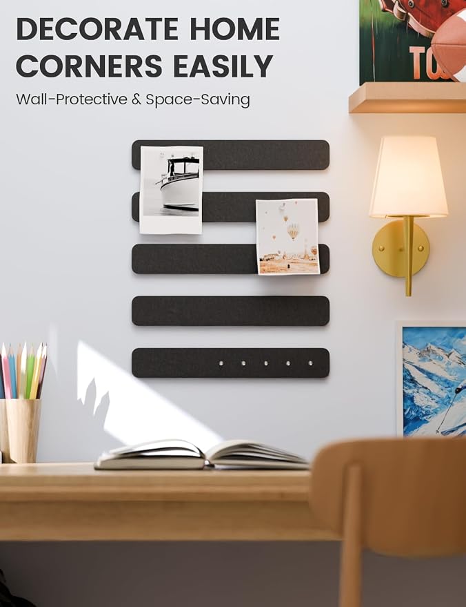 Fluxynara Cork Board Alternative Felt Strip Board 5-Pack 13"x2", Office Pin - Image 4
