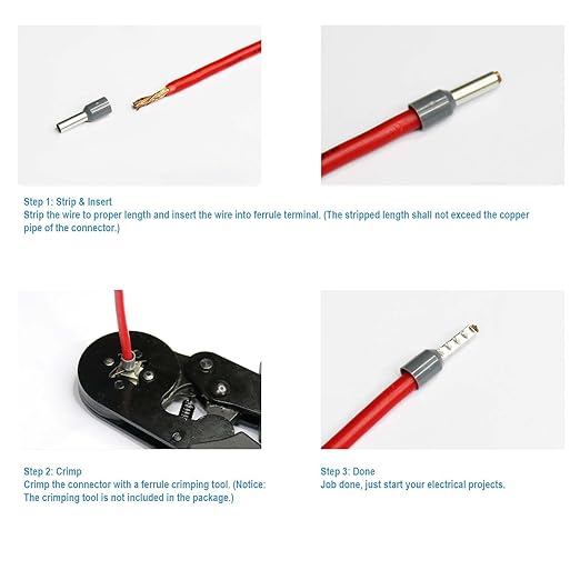 Fidioto 8AWG Wire Ferrules, 250pcs AWG8 Yellow Terminal Connector Wire Insulated Cord Pin Ends Terminals for Electric, Industrial, Chemical Industry, Power Control System, etc.