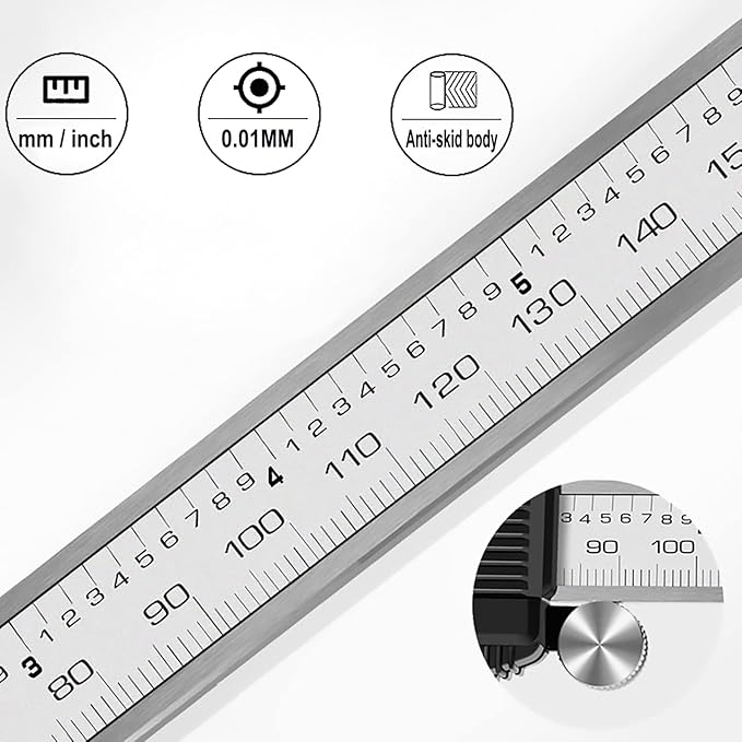Digital Caliper,Electronic Digital Calipers, YKLSXKC 0-6" Calipers Measuring Tool, Stainless Steel Construction with Large LCD Screen, Auto-Off Feature for 3D Printing,Inch and Millimeter Conversion
