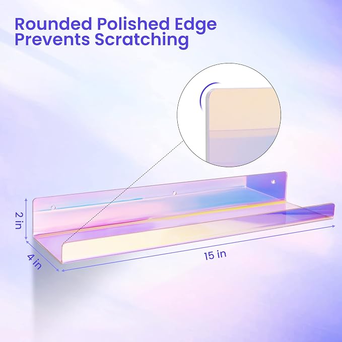 upsimples 2 Pcs 15" Iridescent Acrylic Shelves - Image 3