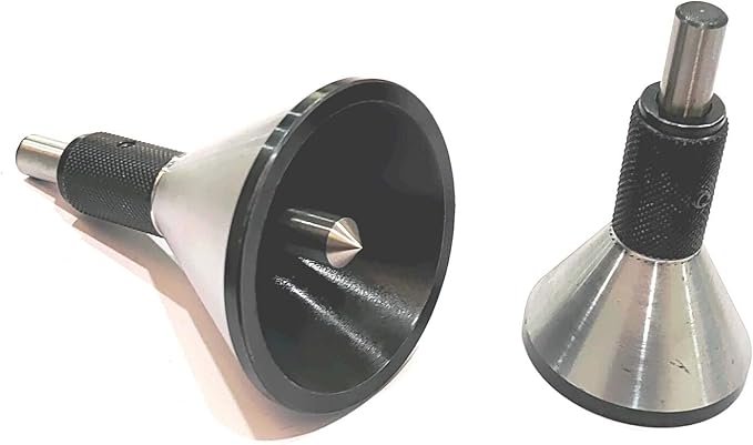 Engineer Machinist Bell Punch Hand DIY Tool for Center Finding on a Round Bar- Accurate & Precise (Metal, SET OF BOTH)