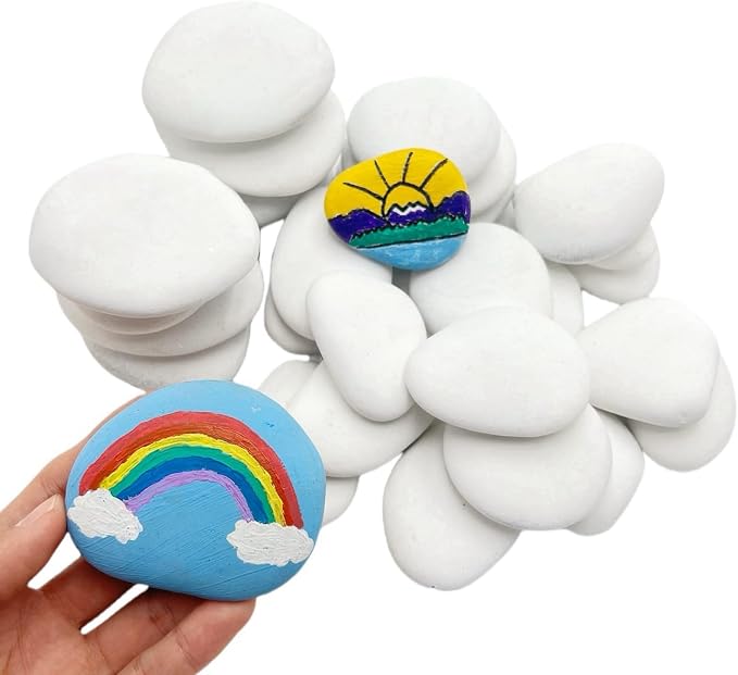 lifetop 33PCS White Painting Rocks, Medium & Small DIY Rocks Flat & Smooth by lifetop