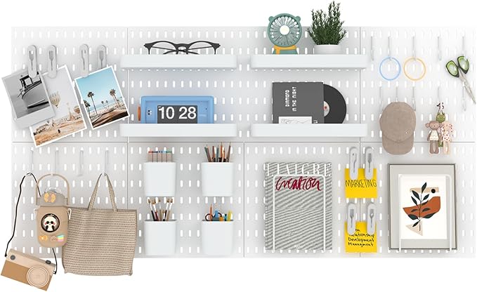 8-Pack 22"x44" Plastic Pegboard Panels Durable Modular Organizer Boards for Wall Storage, Garage, Workshop & Craft Room – Lightweight & Easy to Install