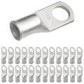 SELTERM 25pcs 2 AWG 3/8" Stud Marine Grade Tinned Copper Battery Cable Lugs, 2 Gauge Ring Terminals, UL Wire Lugs Electrical Battery Cable Ends, Tinned Copper Lugs Battery Terminal Connectors