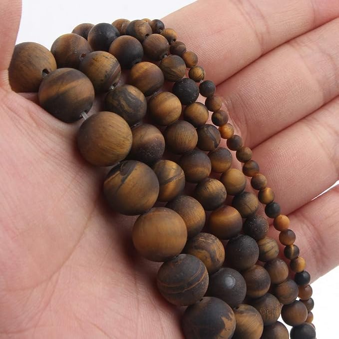 36pcs Natural Matte Tiger Eye Gemstone Beads，10mm Frosted Round Loose Stone - Image 7