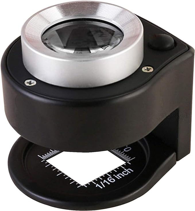 30X Loupe Magnifier with 6 Light, Desktop Portable Metal Magnifier Folding by Amoper