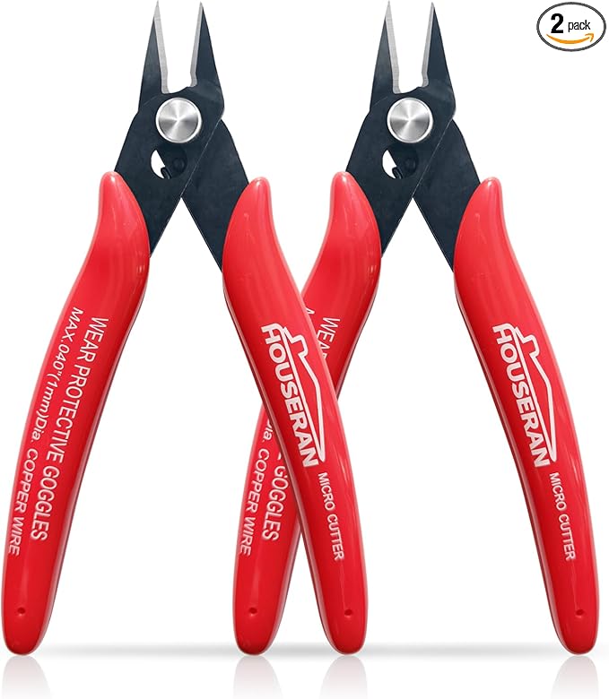 170 Wire Cutters, Small Wire Cutters, 2 PACK, 5 Inch Micro Flush Cutter by HOUSERAN