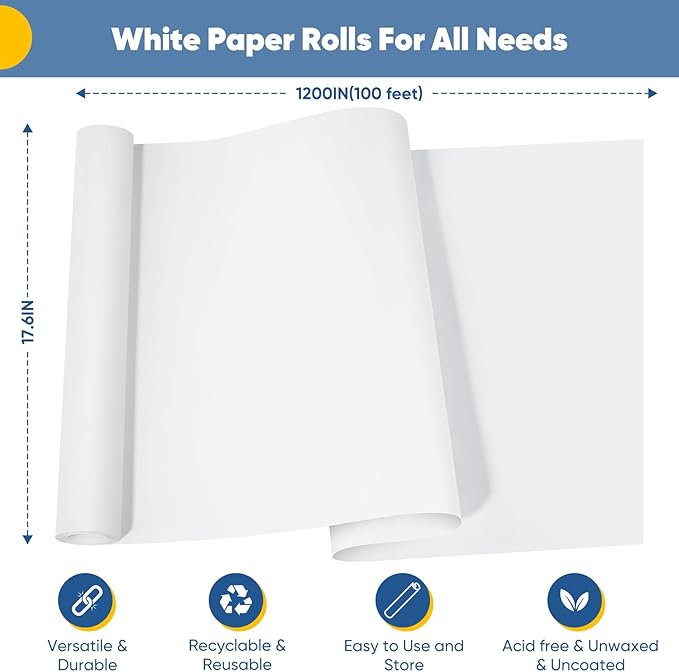 Drawing Paper Roll for Art Supplies, 17.6"x1200" Easel Craft Decorative Paper - Image 2