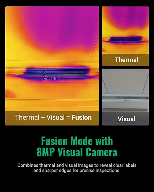 P2W 640x480 Super Resolution Thermal Camera with Dual-Camera, 256x192 IR Resolution Thermal Imaging Camera, 3.5" Touch Screen,Wi-Fi,8MP Visible Camera, Video and Audio Recording