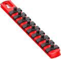 Ernst Manufacturing 8-Inch Magnetic Socket Organizer with 9 1/4-Inch Twist Lock Clips, Red (8410M-Red-1/4)
