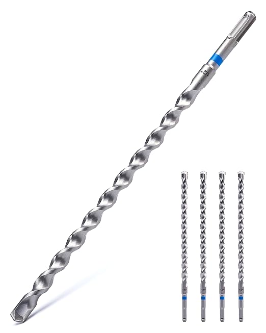 toolant SDS Plus Rotary Hammer Drill Bits Set for 1/2" x12inch 4pcs,Carbide Tipped 2-Cutter for Concrete,Masonry and Brick