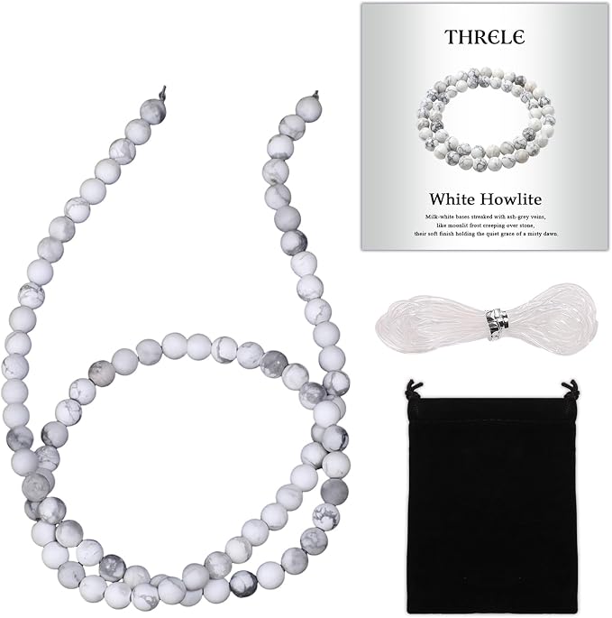 4mm Matte White Howlite Bead, 15-Inch Matte Round Loose Stone Beads by THRELE