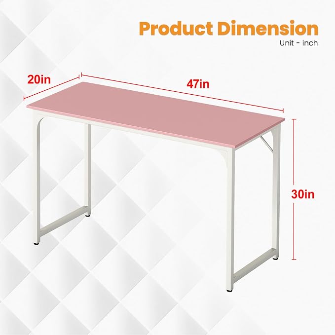 PayLessHere | 47 Inch Computer Desk | Pink | Office Desk - Image 3