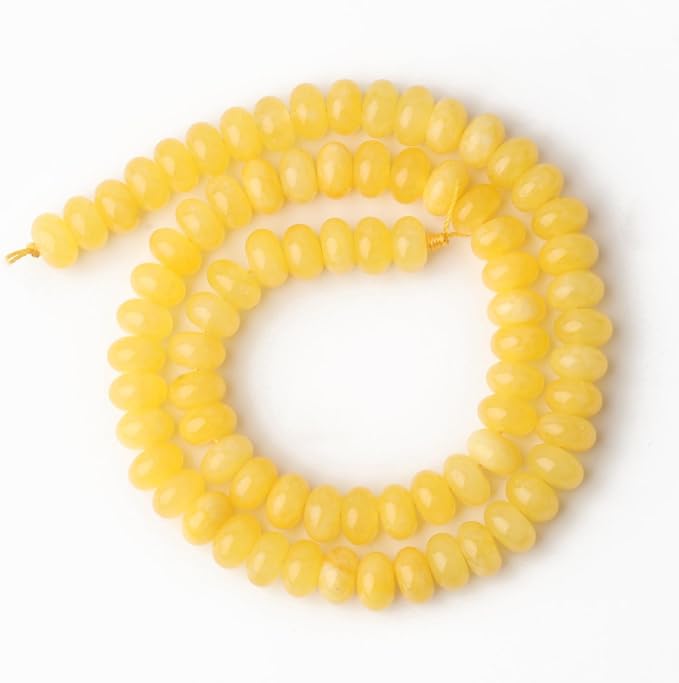Songxi 5x8mm Natural Yellow Colored Jade Stone Rondelle Beads, Gemstone - Image 5