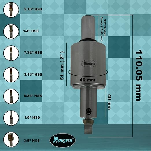 ASSORTS Precision Rotary Broach with 3/4” (19.05 mm) Shank & H.S.S Square Punch 7 Pcs– Ideal for CNC, Lathe, Milling & Drilling Machines