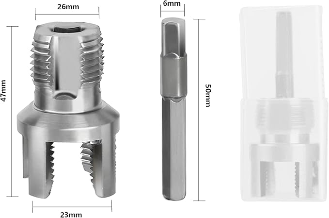 Integrated Internal & External Pipe Threading Tool, 3/4'' 1'' Dies, Dual-Function Pipe Thread Cutting Tool, Electric Drill Compatible Pvc Pipe Threader Kit for Home Repair
