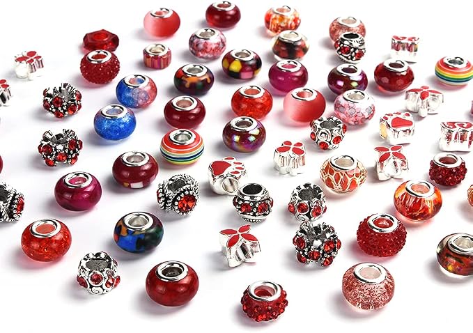 Aipridy European Large Hole Beads, Colorful Glass Charm Beads Set - Image 2