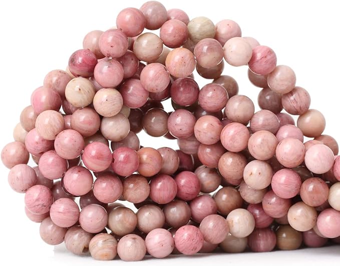 45PCS 8mm Natural Rhodochrosite Gemstone Smooth Round Loose Beads by CHEAVIAN