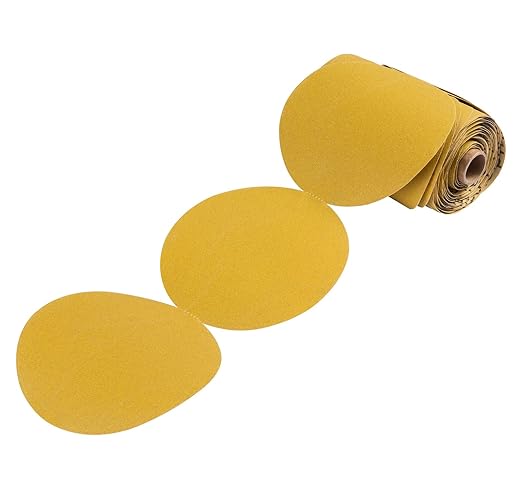 S SATC Premium Gold Sandpaper 6 Inch 100 PCS Sanding Discs 320 Grit Self Adhesive Stickyback Sandpaper Roll Aluminum Oxide PSA Sandpaper Discs for Wood, Metal, and Car Paint