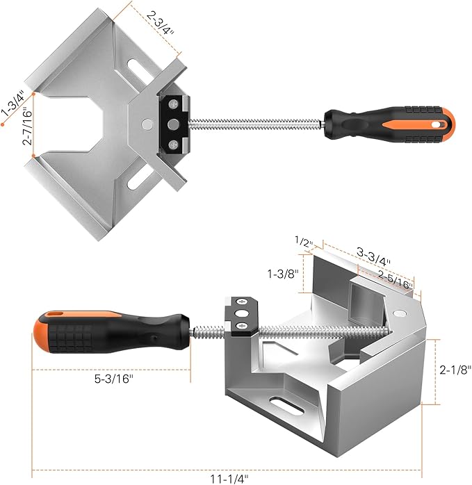 Right Angle Clamp, Housolution [8 PACK] Single Handle 90° Aluminum Alloy Corner Clamp, Clamps for Woodworking Adjustable Swing Jaw, Woodworking Tools Photo Frame Vise Holder