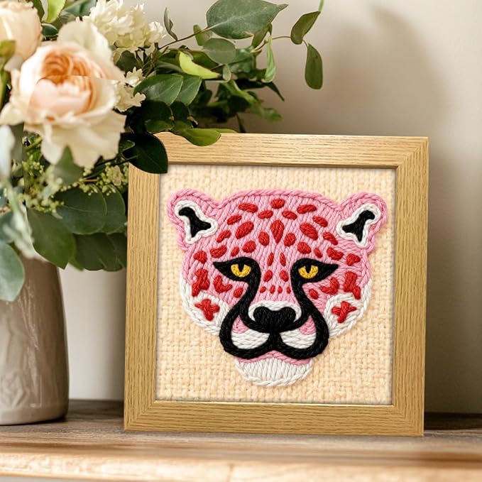 INFUNLY Punch Needle Frame Kits Pink Leopard Punch Needle Embroidery Set - Image 6