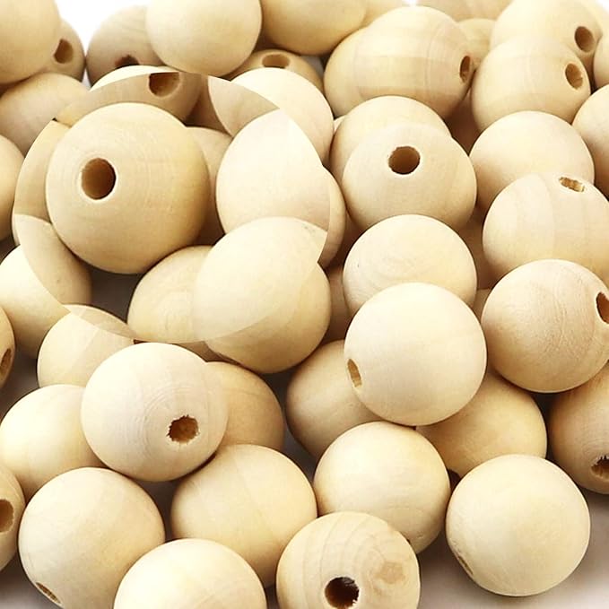 100pcs 18mm Wood Beads DIY Unfinished Round Wooden Loose Beads Natural Spacer - Image 4