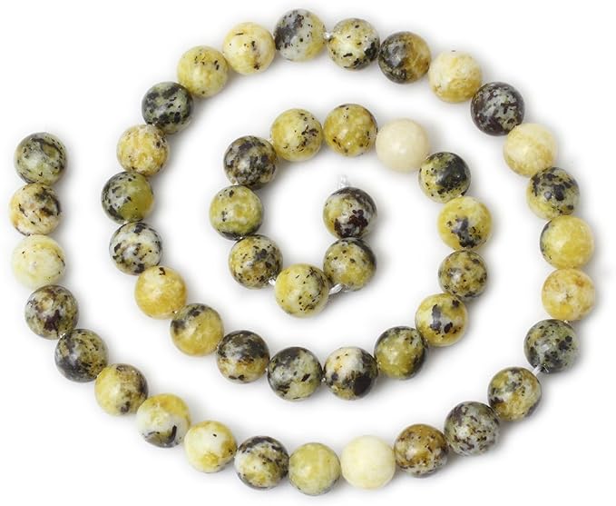 45PCS 8mm Natural Yellow Turquoise Gemstone Round Loose Beads Stone Beads - Image 2