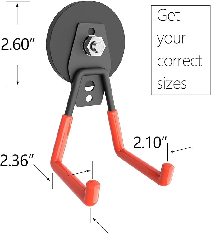 Magnetic Garage Hook, Heavy Duty Garage Storage Magnetic Hooks Steel Tool Hangers for Garage Wall Utility Magnet Hooks and Hangers Indoor & Outdoor Hanging Garden Tools (2 Pack)