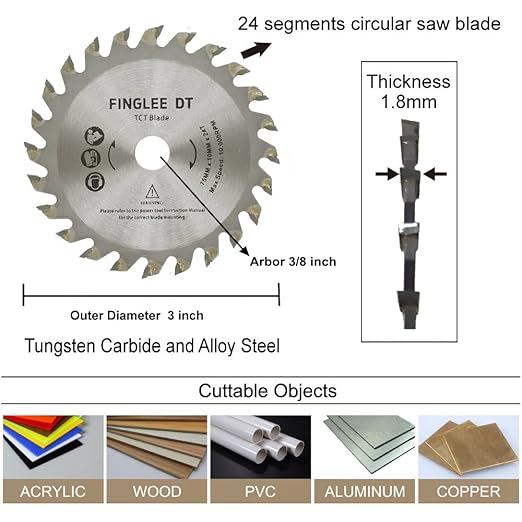 Wood Saw Blade TCT Circular Cutting Blade for Woodworking (5pc 3 inch)