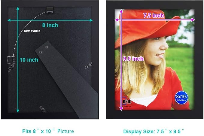 RPJC 8x10 Picture Frames Made of Solid Wood High Definition Glass - Image 4