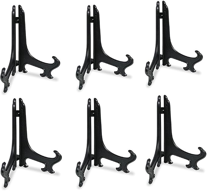 Artliving 10 Inch Black 6pcs/Set Plastic Easels Plate Display Stands Picture by Artliving