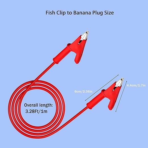 Short Alligator Clip Test Leads,Alligator Clip Leads with Wires, Alligator Clips Electrical Test Leads Set for Multimeters, Battery Testing,16AWG 3.28Ft 2PCS.