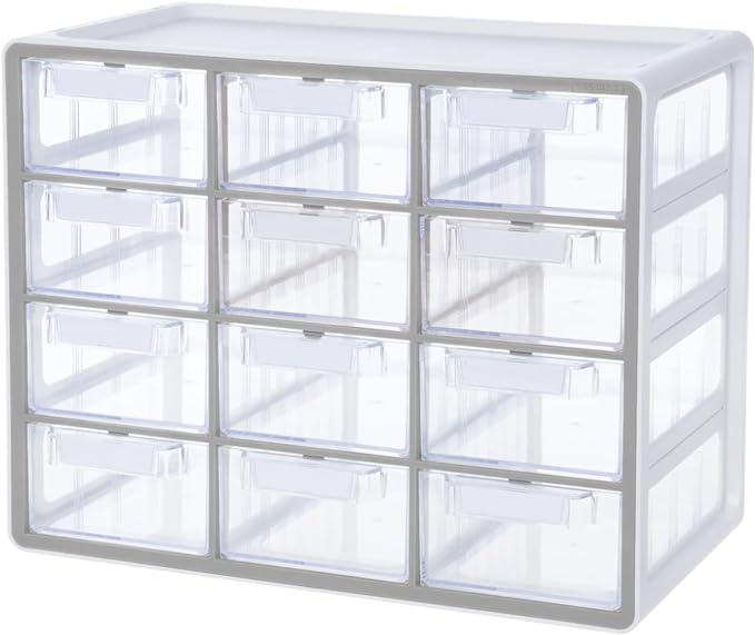 Blue Ginkgo Large 12-Drawer Cabinet – Stackable Clear Organizer by BLUEGINKGO