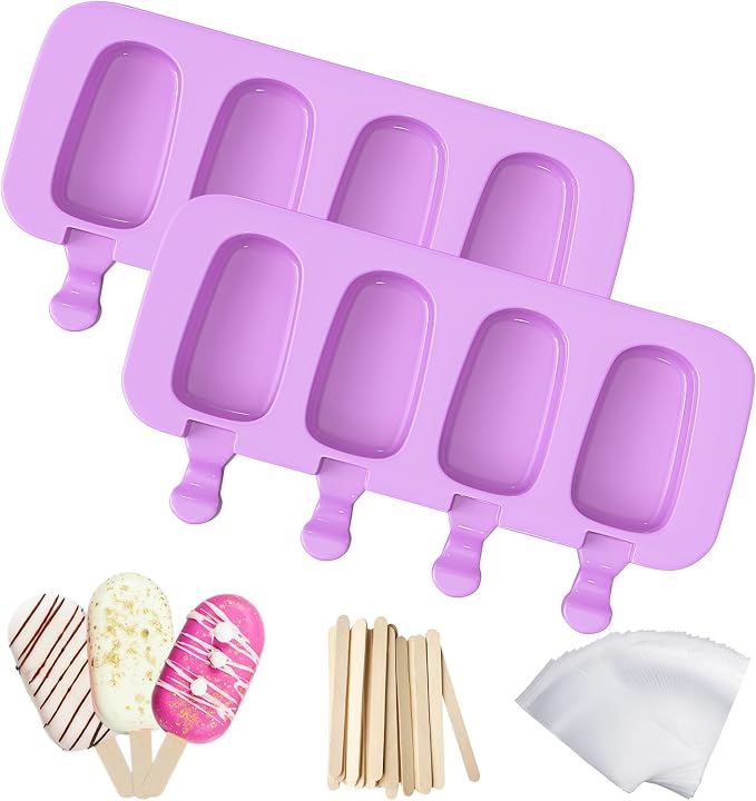 Ozera Silicone Popsicle Molds, 2 Pack Cake Pop Molds Popsicles Maker Set | by Ozera