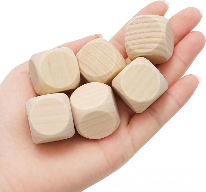 ZEAYEA 100 Pcs 1 inch Blank Wooden Dice, Blank 6 Sided Small Wooden Cubes - Image 4