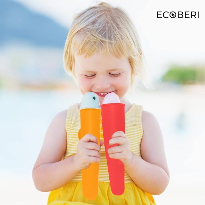 Ecoberi Popsicle Molds with Attached Lids, 8 Piece | Reusable Ice Pop Maker - Image 2