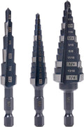 M2 HSS Quick Change 1/2", 1/2" & 7/8" Step Drill Bit Set Double Fluted Drill Bits for Hole Drilling in Stainless Steel, Copper, Aluminum, Wood, Plastic……